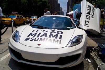 All the vehicles serving as taxis at the event had the campaign's phrase 'It's So Miami' emblazoned on them. The hashtag on the cars also reminded guests to tweet and Instagram their photos.