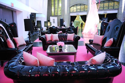 The museum was filled with pink-and-black lounge furniture inspired by Viktor & Rolf's signature brand hues.