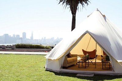 Shelter Company's roomy tents are fully furnished, and lounges can provide group seating.