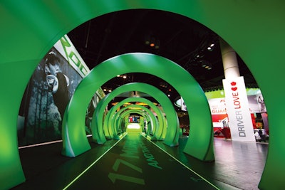 Silberg used interactive driving ranges, a photo booth, and a 51-foot glowing green tunnel to attract thousands of attendees to her 30,000-square-foot exhibit at the 2012 P.G.A. Merchandise Show.
