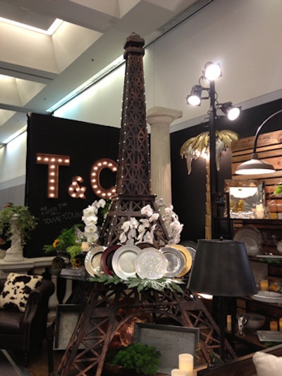 Town & Country showed off a version of the Eiffel Tower, available now in prop rental inventory. And the illuminated letters behind it bearing the rental company's name are available on a custom basis, as well.