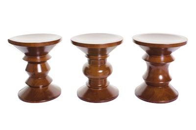 Walnut stools, $85 each, available throughout South Florida from Lavish Event Rentals