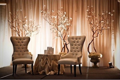 Majestic seating for two with embellished manzanita trees