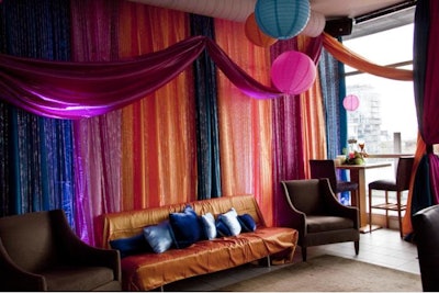 Colorful multilayered draping decor