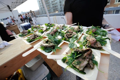 Sublime Catering served sous-vide beef (pictured) and salmon cooked on dry ice.