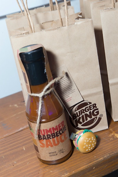 Burger King debuted its summer menu in May with a summer barbecue at the Glasshouses in New York. Peter Callahan Catering styled the food, and gift bags included barbecue sauce and USB drives in the form of the classic Whopper hamburger.