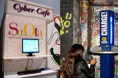 Rather than setting up cyber cafés—specific areas with computers, Wi-Fi, and electric outlets—offer your attendees free Wi-Fi and charging stations throughout your event.