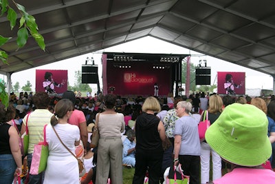 Oprah addressing the crowd at Ion Television O magazine