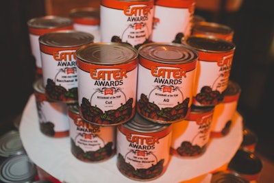 The third annual Eater Awards in November 2012 handed out cans of peeled tomatoes to its picks for the best food and drink from around the country. The tinned food trophies were, of course, covered in custom wrappers emblazoned with the names of winners.