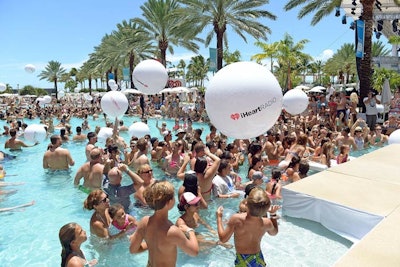 Beach balls were part of the branding efforts by iHeartRadio.