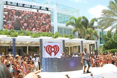 The daytime concert stage was alongside the Fountainbleau pool. Performers included Jason Derulo, Krewella, and Icona Pop.