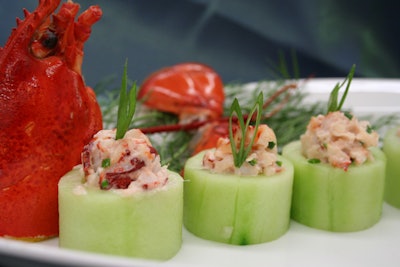 Maine lobster salad in cucumber cups
