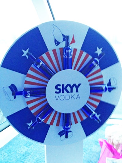 Also at the Skyy and Sea event, guests could spin a prize wheel to win items like a hat, a bikini, or sunglasses. The pointers on the wheel were made from empty Skyy bottles.