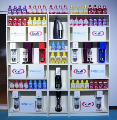 At a Toronto event marking SodaStream’s partnership with Kraft, held in June, a custom step-and-repeat was made out of shelves filled with artfully arranged products and logos.
