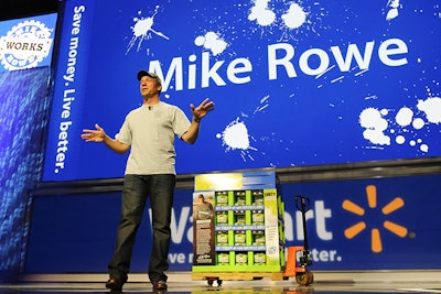 Mike Rowe addresses the audience at Walmart’s Shareholders’ Meeting