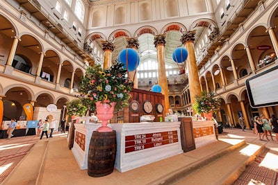 The front of the four-sided main bar was reminiscent of a train station, showcasing arrival and departures for various cities around the world. Above, vintage clocks kept tabs on the local time in destinations like Amsterdam, Berlin, and Madrid.