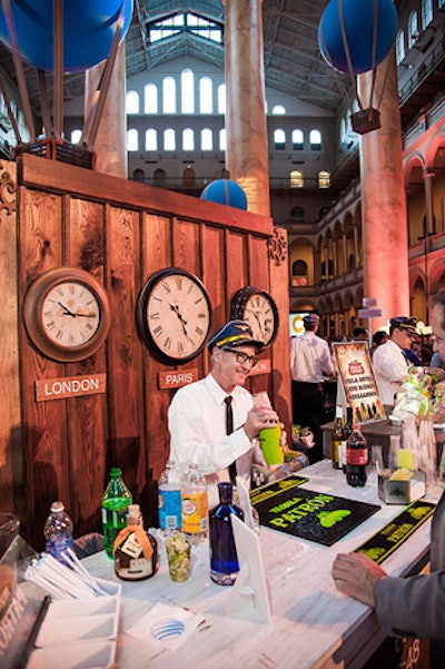 To complement the stewardess-dressed greeters and waitstaff, the bartenders all donned pilot outfits.