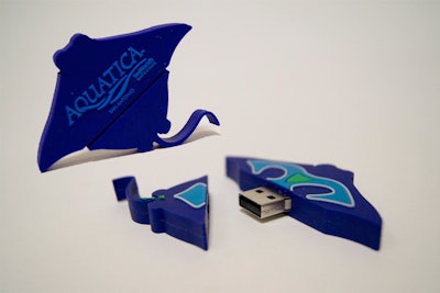 Aquatica, the new water park at SeaWorld San Antonio, offered journalists photos, videos, and press releases on a USB shaped like a stingray.