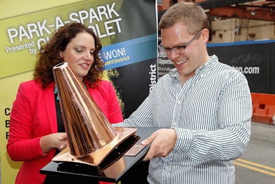 To promote the Chevrolet Spark, the General Motors-owned brand hosted a parallel parking competition on July 24 in New York's meatpacking district. The winner, who was judged by a panel of so-called parking experts, received a mounted traffic cone award.