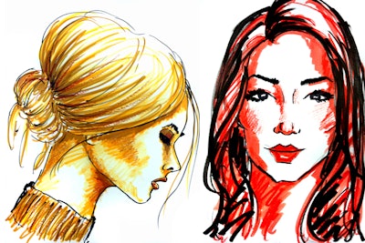 Erin sketches her live portraits in any color combination.