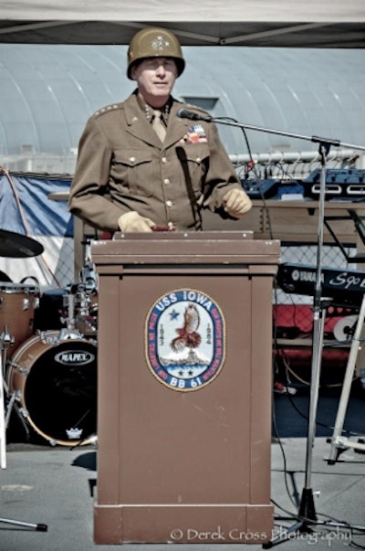 Patton performing his famous speech. Photo: Derek Cross
