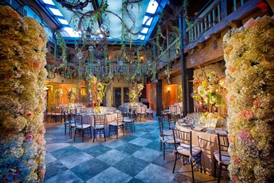 The June 25 American Academy of Hospitality Sciences' Five Star Diamond Awards ceremony took on A Midsummer Night's Dream theme, which saw Benny Ofer of Daniel Events design an enchanted garden with flower-covered stands and hanging grapevines inside the Addison in Boca Raton, Florida.