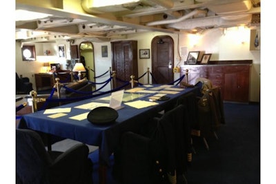 Captain’s cabin table where FDR and the joint chiefs of staff planned D-Day.