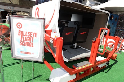 The 'Bullseye Flight School' let guests check out an aviation training device on site.