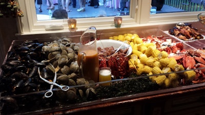 Deconstructed clambake and barbeque dinner station