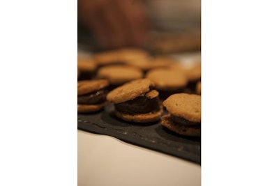 Chocolate and peanut butter ice cream sandwiches