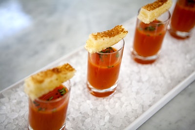 Gazpacho and gruyere toast