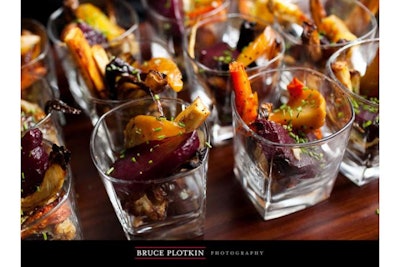 Passed individual roasted fall vegetable cups