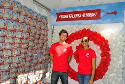 The 'Bullseye Balloon Pop' inivited guests to toss balloon darts at red and white balloons in the shape of Target's signature bull's-eye logo.