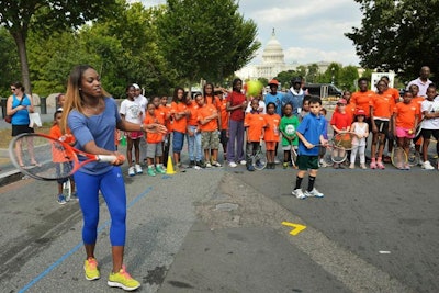 The tournament kicked off on July 26 with pro tennis players Sloane Stephens and Taylor Townsend volleying a few balls with children from the Department of Parks and Recreation tennis programs on the National Mall near the Capitol.