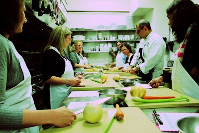 The new Cooking School at 51 Lincoln in Newton Highlands offers private group lessons. Set in the kitchen, the three-hour classes include a chef demonstration, hands-on cooking instruction, and a sit-down lunch featuring guests' prepared food. The classes cover topics ranging from learning knife skills to making Bolognese sauce.