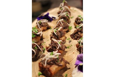 Braised beef short ribs, crushed crispy fingerling potato, horseradish, chives