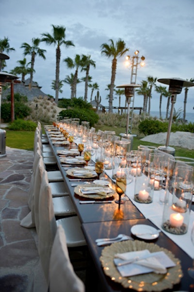 Samantha Sackler and Tammy Morgan Ratner's new social event production firm Social (a division of Samantha Sackler Productions) produced a destination 50th birthday party in Cabo San Lucas, Mexico, that treated guests to a weekend filled with events. The festivities kicked off with a welcome dinner on the beach featuring a live-action taco bar, a piñata hung from a truss structure, live entertainment, and s’mores over a fire pit. The weekend included activities like poolside cocktails and beachside volleyball tournaments. It was all capped off with a dinner at one long table overlooking the ocean.