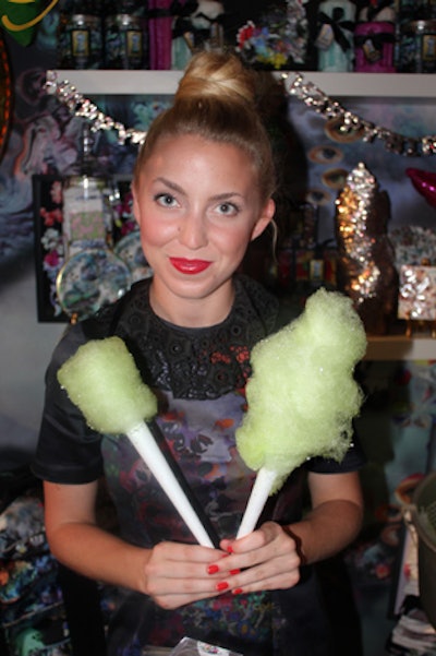 Staffers at the Cynthia Rowley booth handed out green-apple-flavored cotton candy dotted with edible silver stars to guests at the opening night V.I.P. party.