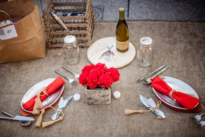 Alicja Truesdale Home went simple, with pops of red against a rustic palette of browns.