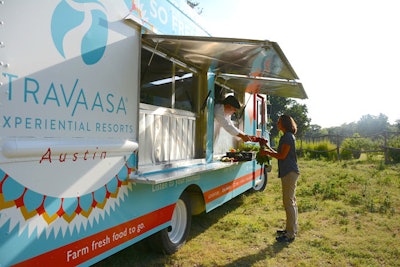 Travaasa Luxury Resort's recently launched So Fresh and So Green food truck serves up dishes made with ingredients from the resort's brand-new on-site farm. The breakfast and lunch menus feature items such as huevos rancheros, a Brussels sprout scramble, and antelope tacos.