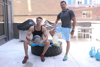 Olympic athlete Martin Reeder joined a rep from the gym Strive Life on site. The duo led mini workouts and demonstrated exercises using chains and tractor tires.