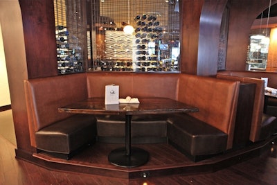 Comfy leather booths make for a great meeting spot