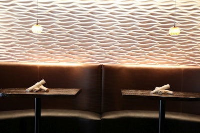 Comfy leather booths make for a great meeting spot