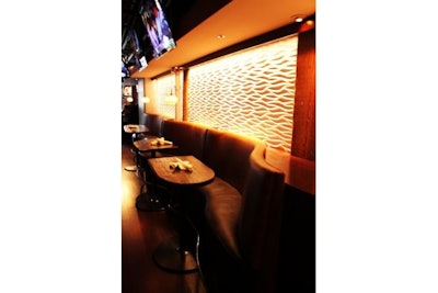 Comfy leather booths make for a great meeting spot