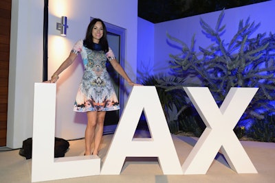 Oversize letters in the party space mimicked those at LAX.