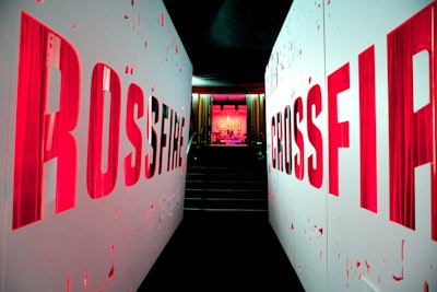 A covered walkway and the logo in giant red letters created a dramatic entrance to the Crossfire premiere event.