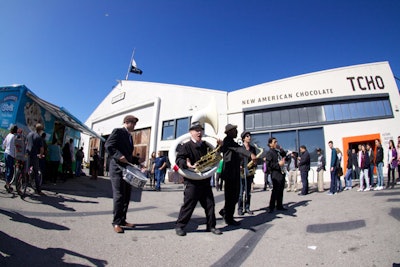 The Brass Monkeys entertained the crowd at the Ben & Jerry’s City Churned flavor launch event in San Francisco.