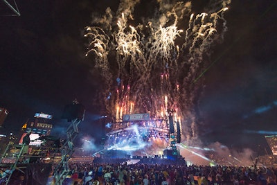 The show concluded with a fireworks, laser, and water show over the Inner Harbor behind the stage.