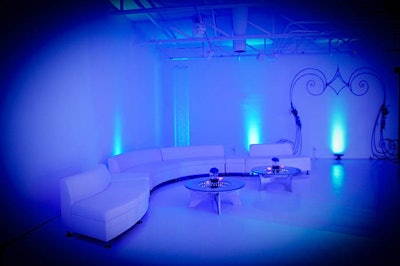 Blue lighting in the lounge