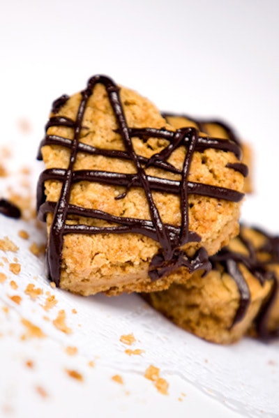 For events in Manhattan, Brooklyn, or Queens, Heartbreaker Baker offers its chewy, heart-shaped bar cookies. The treats come in 10 main cheekily named flavors, including Stuck on Yous (chocolate with gooey caramel and sea salt) and Fig It About Hers (oatmeal fig with an orange glaze). The mini versions go for $1.25 each, while the regular size costs $2.50, with a minimum order of 40 minis or 20 regulars. The cookies can come on platters or come individually wrapped with custom labels. Three days' advance notice is required, or five days' notice for custom labels; delivery is $15.